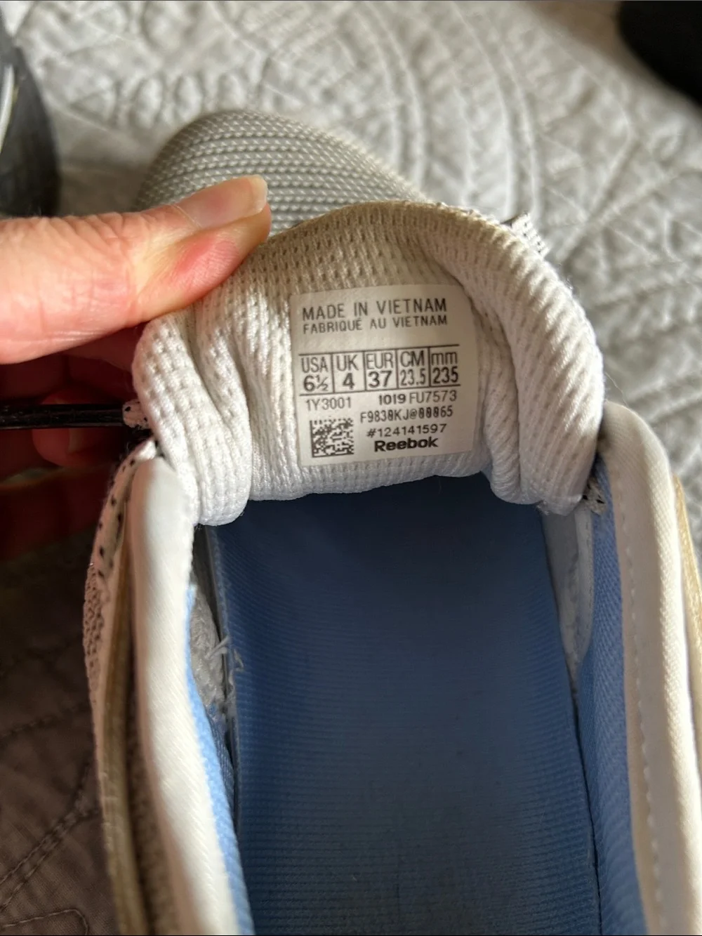 Reebok Knit Running Shoes in Black, White & Light Blue